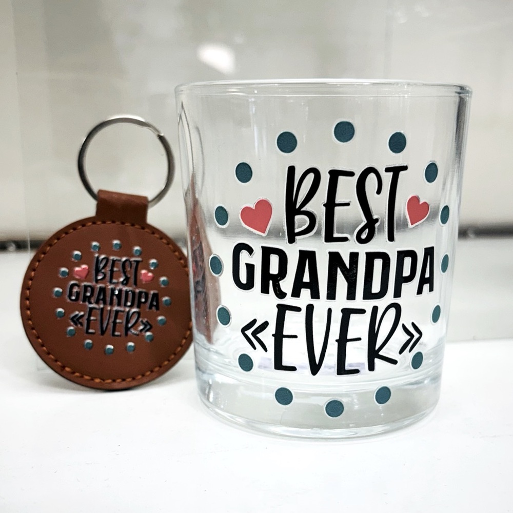 Best Grandpa Ever Glass and Keychain Set